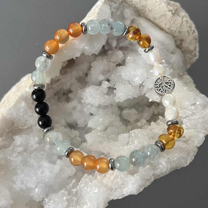 exemple de bracelet chemin de vie avec 8 pierres différentes