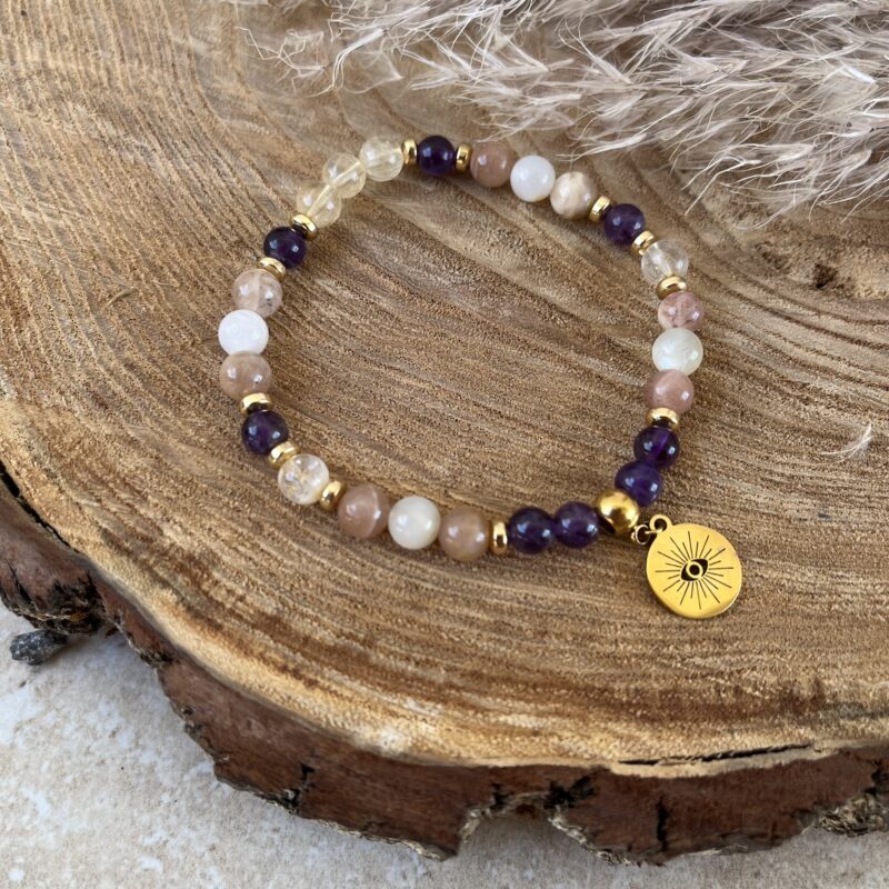 bracelet en pierre naturelle améthyste pierre de lune citrine
