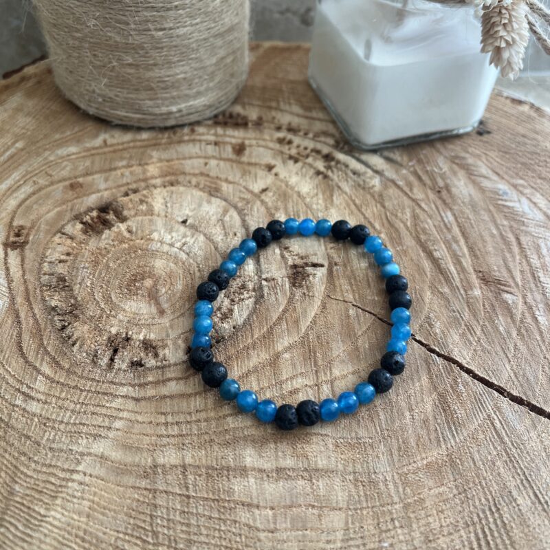 bracelet en pierre naturelle en apatite et pierre de lave pour la motivation et reconstruction