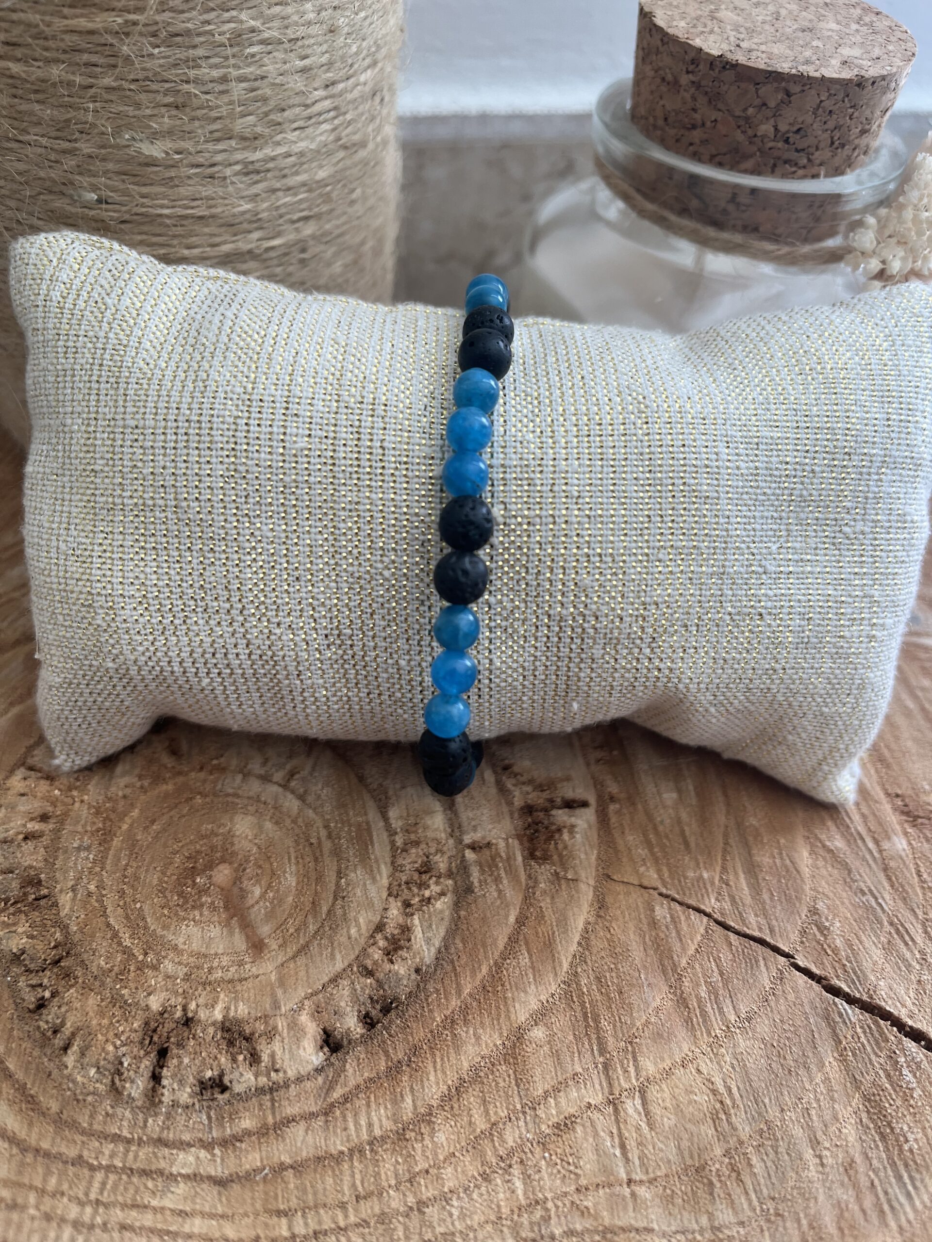 bracelet en pierre naturelle en apatite et pierre de lave pour la motivation et reconstruction