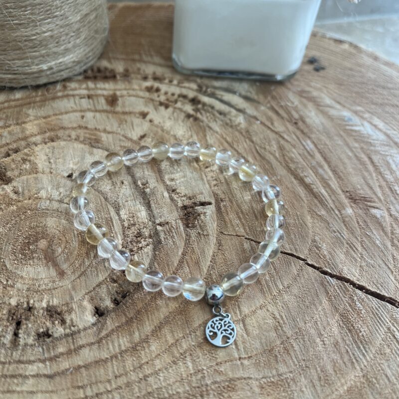 bracelet en pierre naturelle citrine et cristal de roche pour la réussite et amplificateur