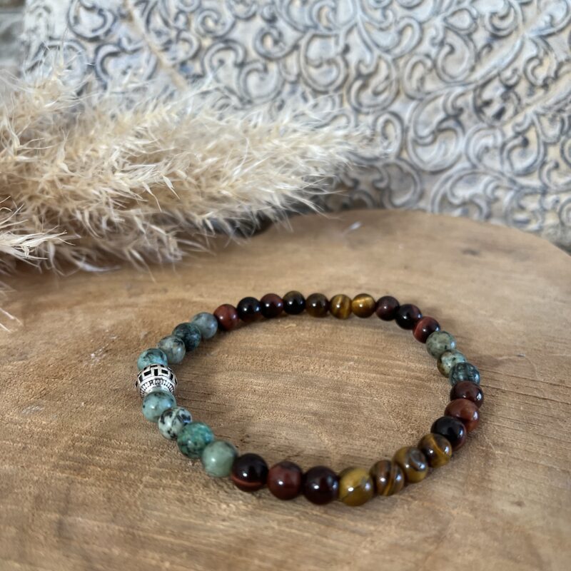 bracelet en pierre naturelle turquoise africaine oeil de tigre oeil de taureau