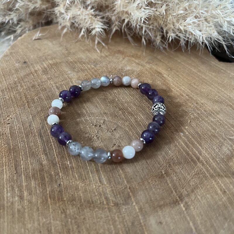 bracelet en pierre naturelle améthyste pierre de lune labradorite
