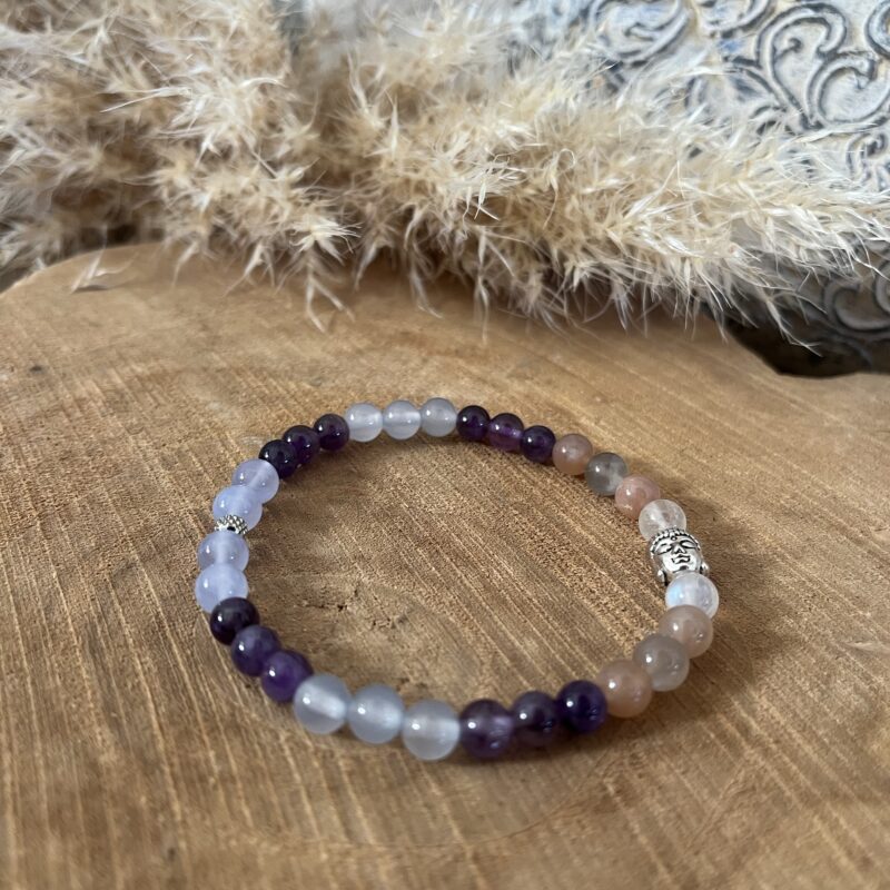 bracelet en pierre naturelle calcédoine pierre de lune améthyste