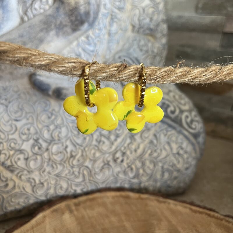 boucles d'oreilles pampilles fleur citron