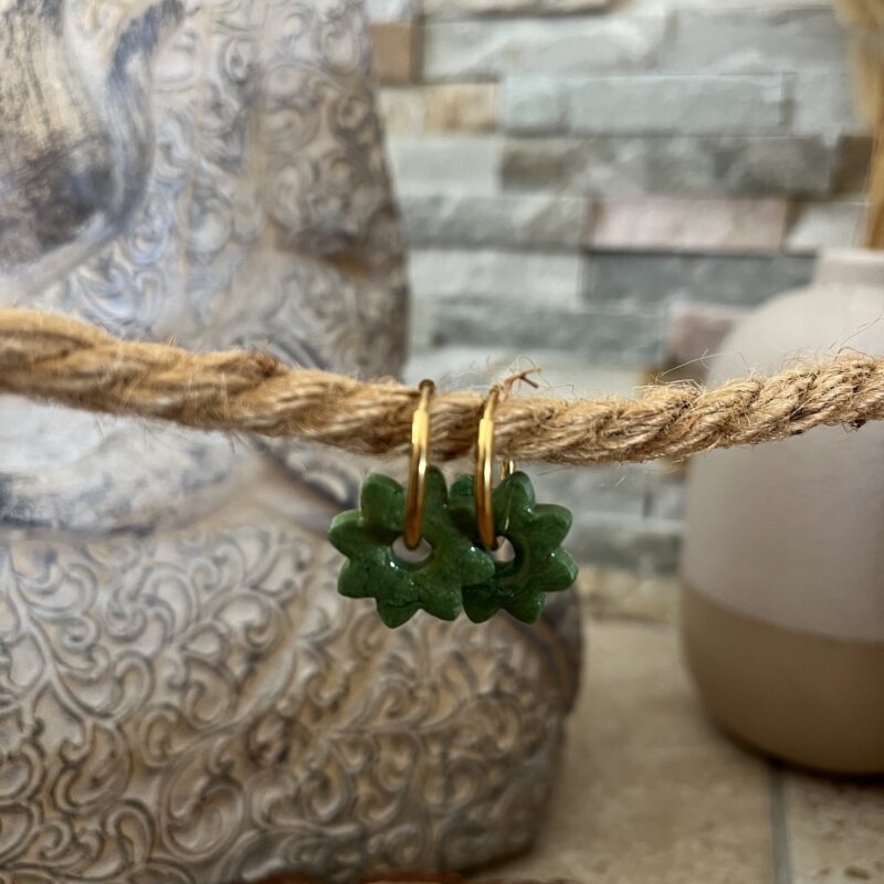 boucles d'oreilles fleur pampilles verte